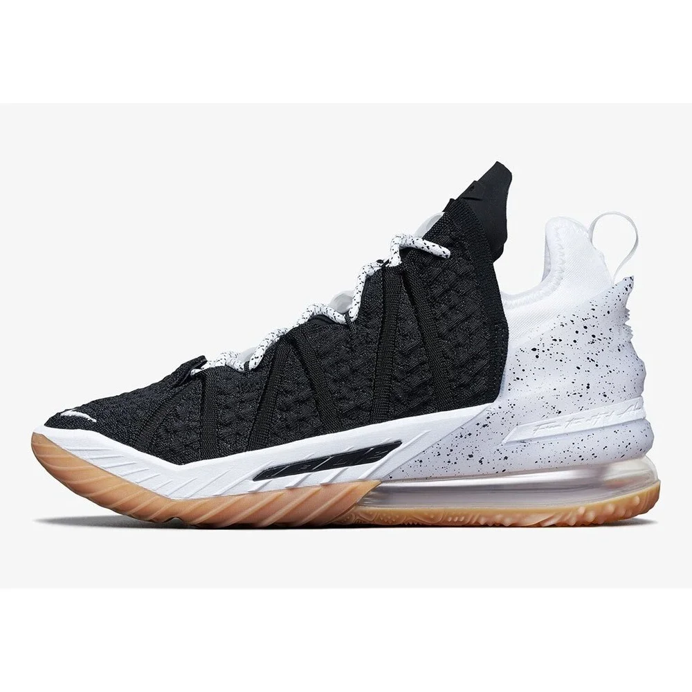 Nike LeBron 18 Oreo Basketball Shoes 6.5Y Womens 8 Black White Gum CW2760-007‎